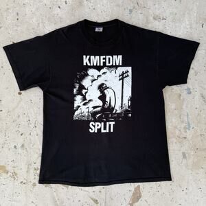 Vintage KMFDM Split Black Graphic T Shirt Men’s XL